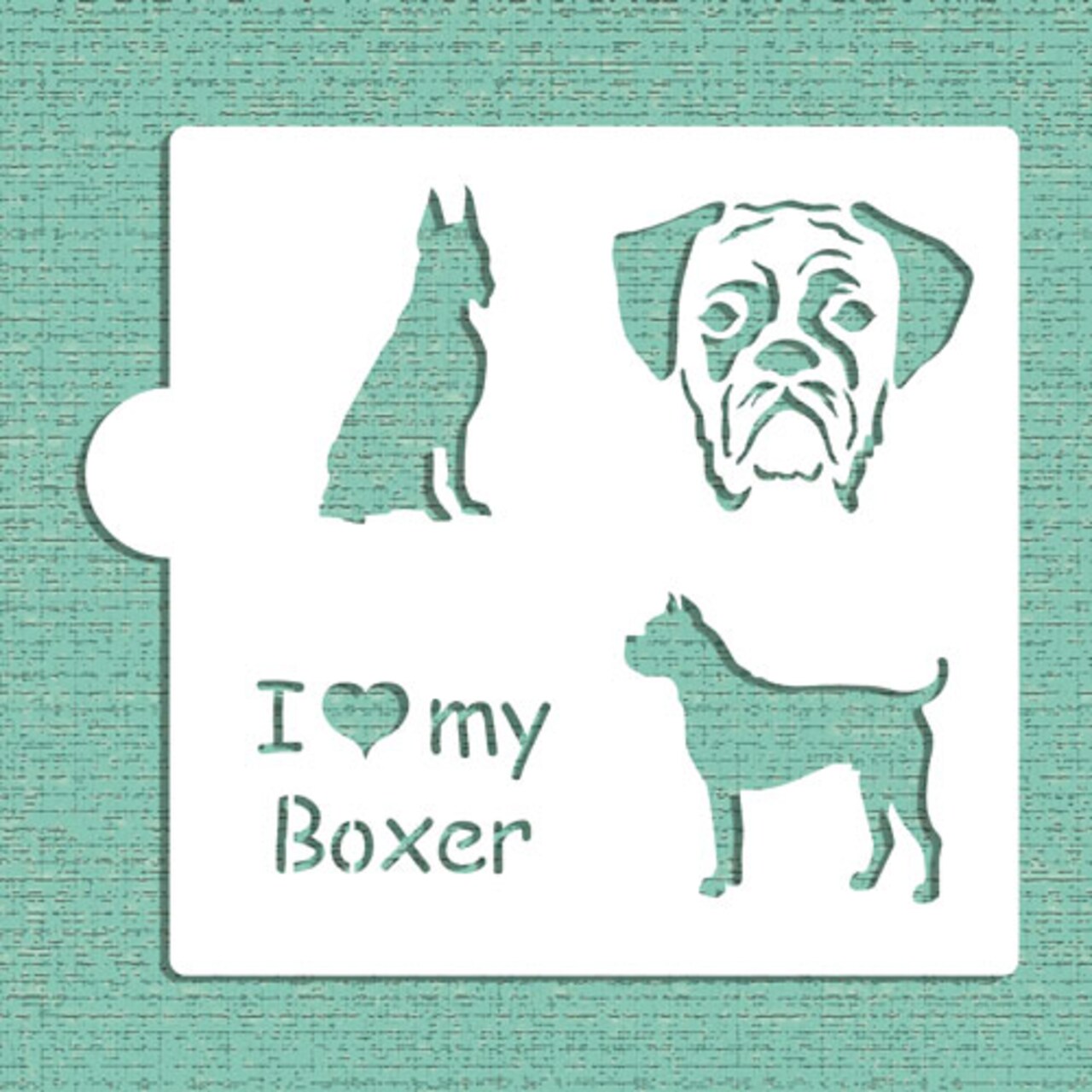 I Love my Boxer Cookie & Craft Stencil | CM023 by Designer Stencils | Cookie Decorating Tools | Baking Stencils for Royal Icing, Airbrush, Dusting Powder | Craft Stencils for Canvas, Paper, Wood | Reusable Food Grade Stencil